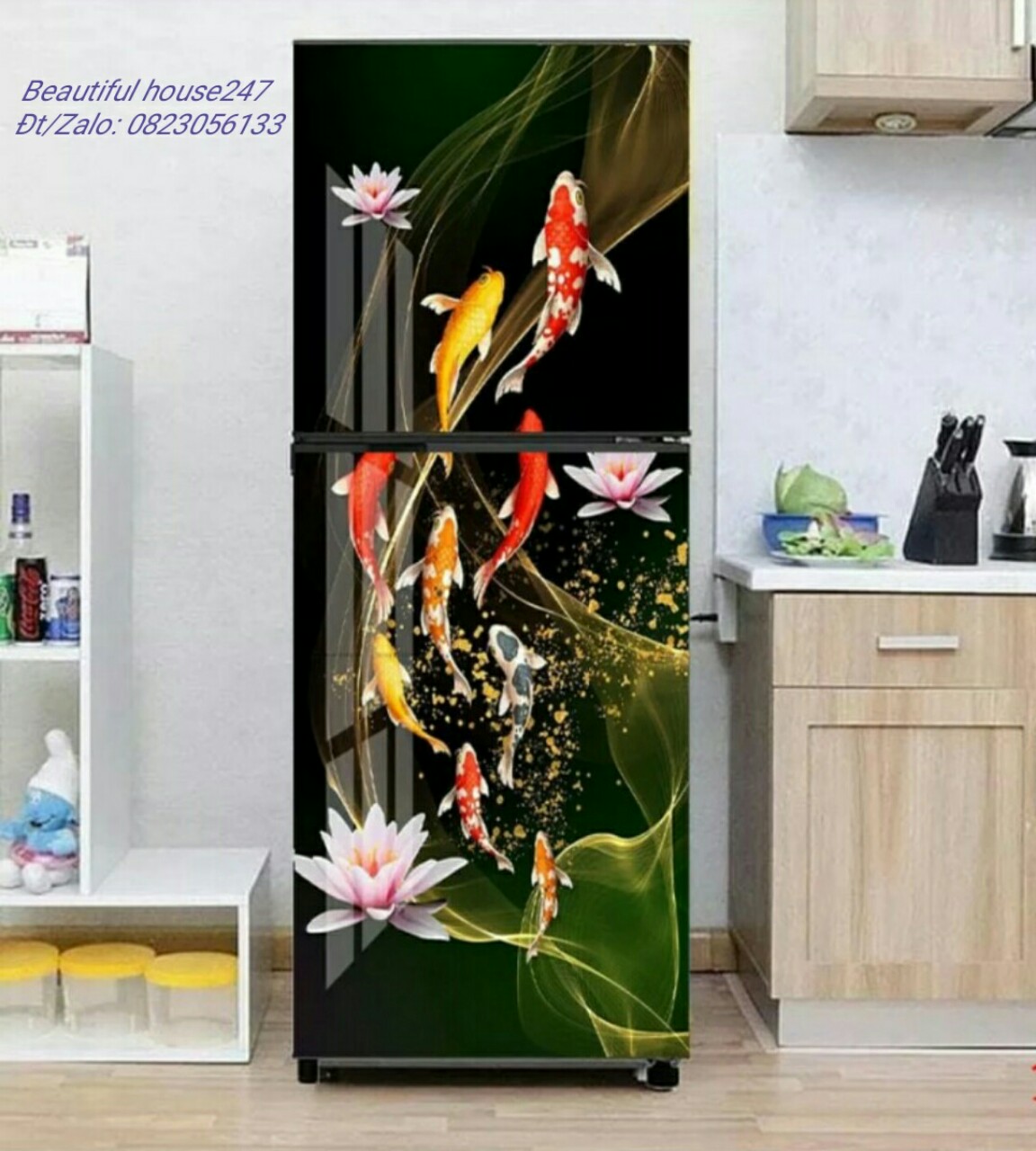 Tranh dán tủ lạnh - decal tủ lạnh - chống thấm nước cao cấp - phù hợp mọi loại tủ - casen