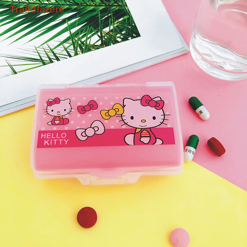 TrailB Hellokitty Portable Pill Box Seven Compartment Sanrio Kawaii Kt Cat Storage Box Travel Portable