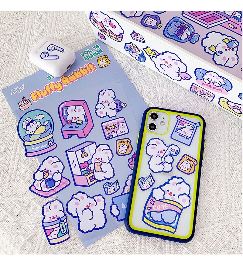 Korean Rabbit Sticker 【Innovative design】2pcs Lovely Cute Korea Rabbit Cartoon Stickers For ...
