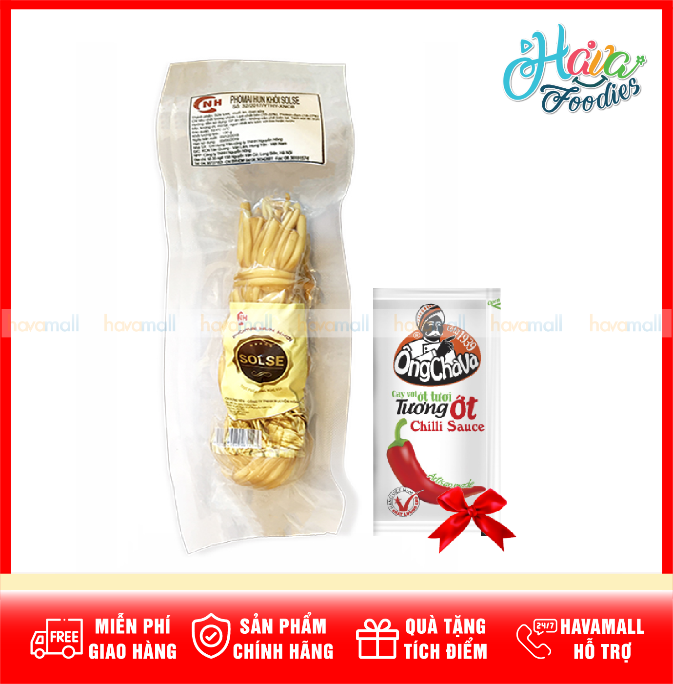 [HOÀN TIỀN MAX 10%][TẶNG TƯƠNG ỚT] Phô Mai Mặn Solse Xông Khói Dây Bím Tóc Gói 100gr