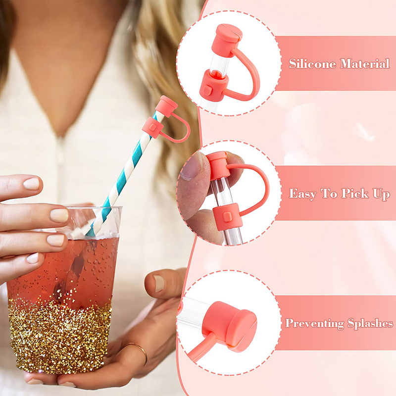 miankeji 4PCS Silicone Straw Tip Caps Reusable Dust-Proof Straws Covers Drinking Straw Tip Covers Straw Toppers Drinking Tool 8MM Mini