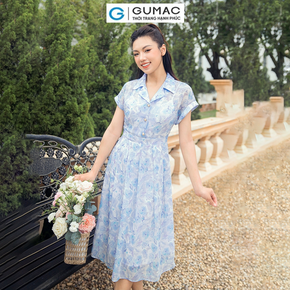 [15 - 17.6 |Voucher 8-15%] Đầm nữ xòe cổ danton DD11015 thời trang GUMAC