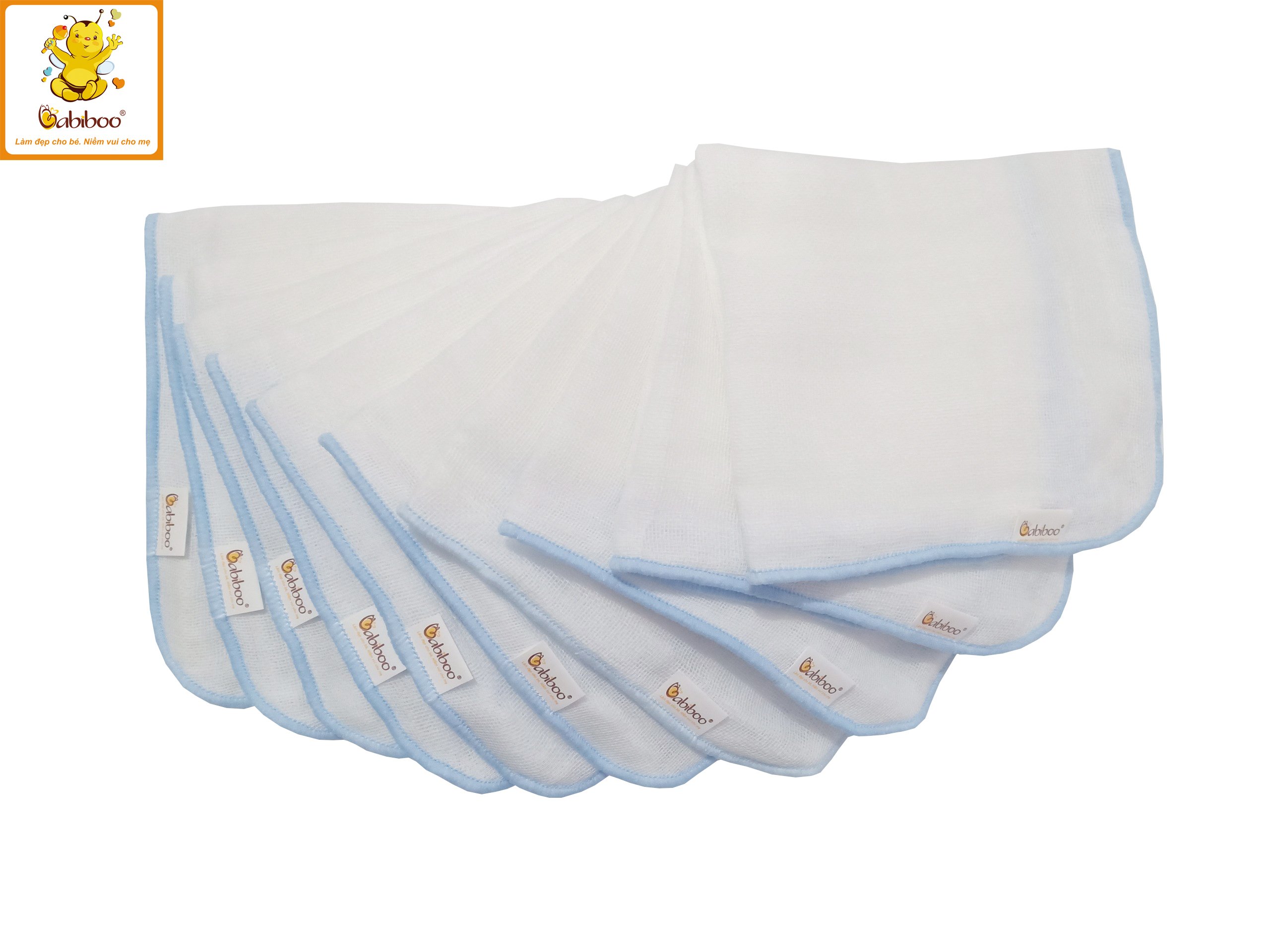 Khăn sữa sơ sinh cho bé babiboo khăn gạc sơ sinh nhật cotton 3 lớp 25 x 28cm bk03