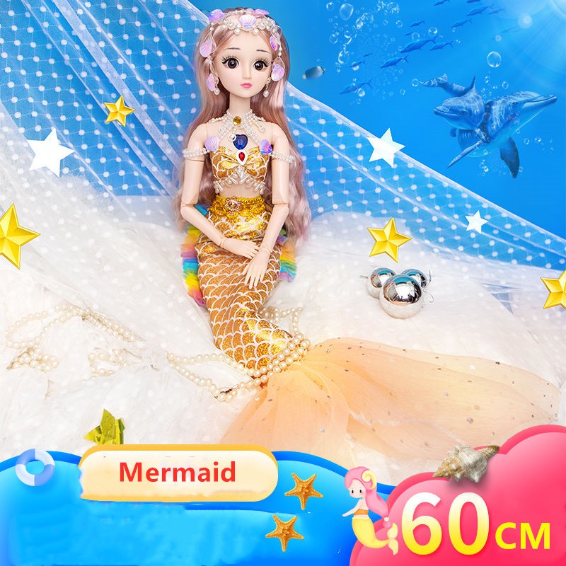 利Búp bê Barbie nàng tiên cá 60cm