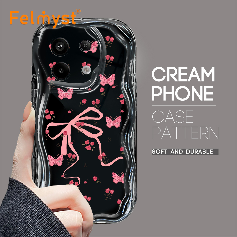 %E3%80%90Hot%20item%E3%80%91%20FELMYST%20for%20Poco%20X6%20Pro%205G%20Back%20Cover%20Butterfly%20Pink%20Flower%20Cream%20Texture%20Wavy%20Soft%20Phone%20Case%20-%20Image%202