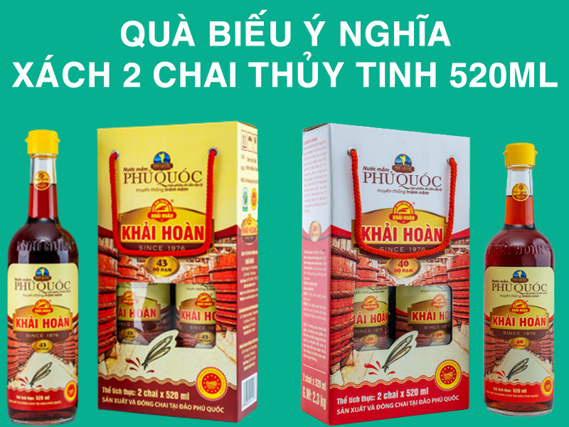 Nước mắm Khải Hoàn Phú Quốc 43 độ đạm (cặp 2 chai 520ml)