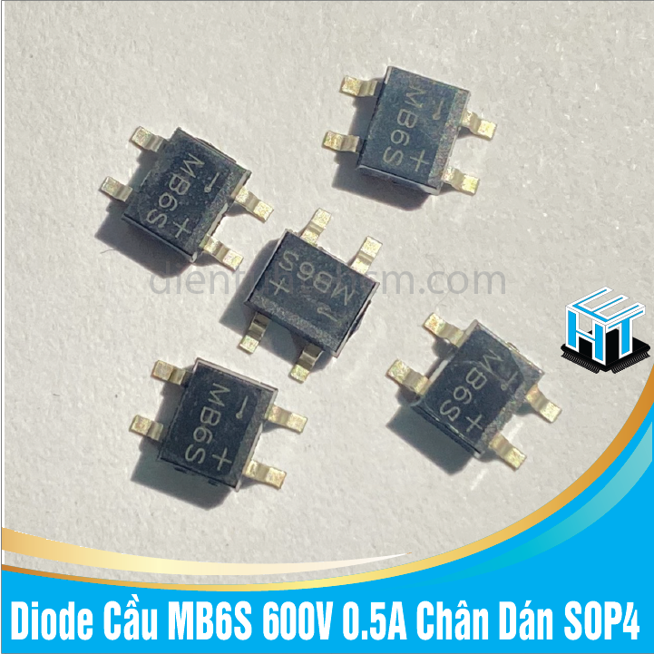 COMBO 10 cái Diode Cầu MB6S 600V 0.5A Chân Dán SOP 4