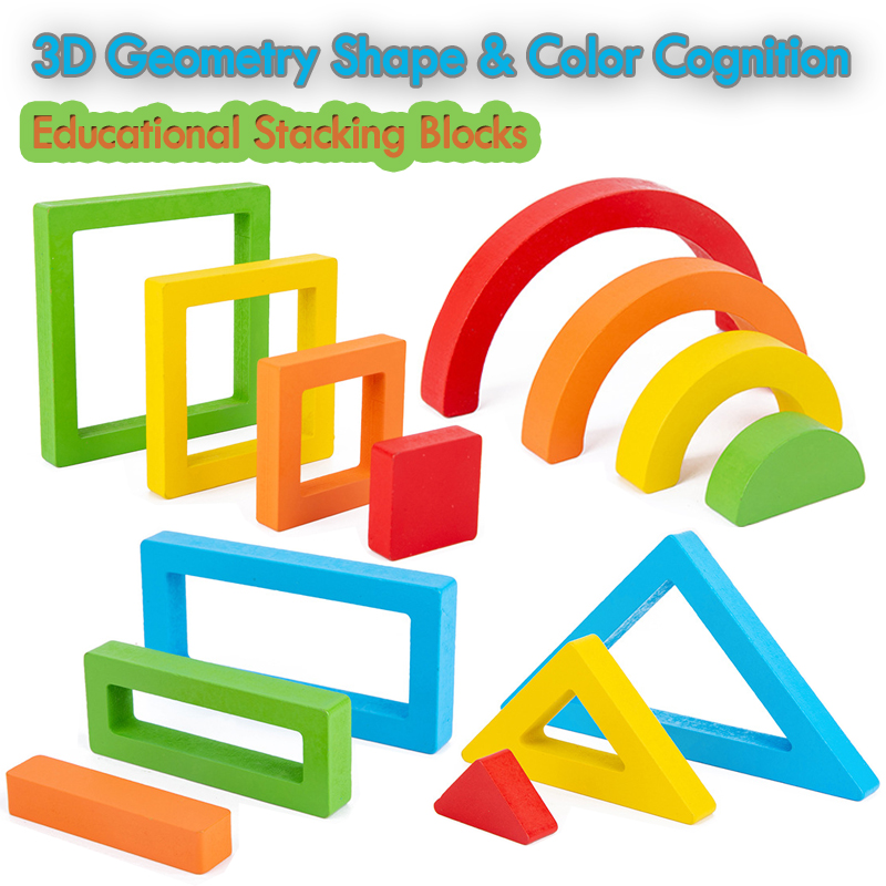 【Special offer】 Children Montessori Wooden Toys Rainbow Building Blocks ...