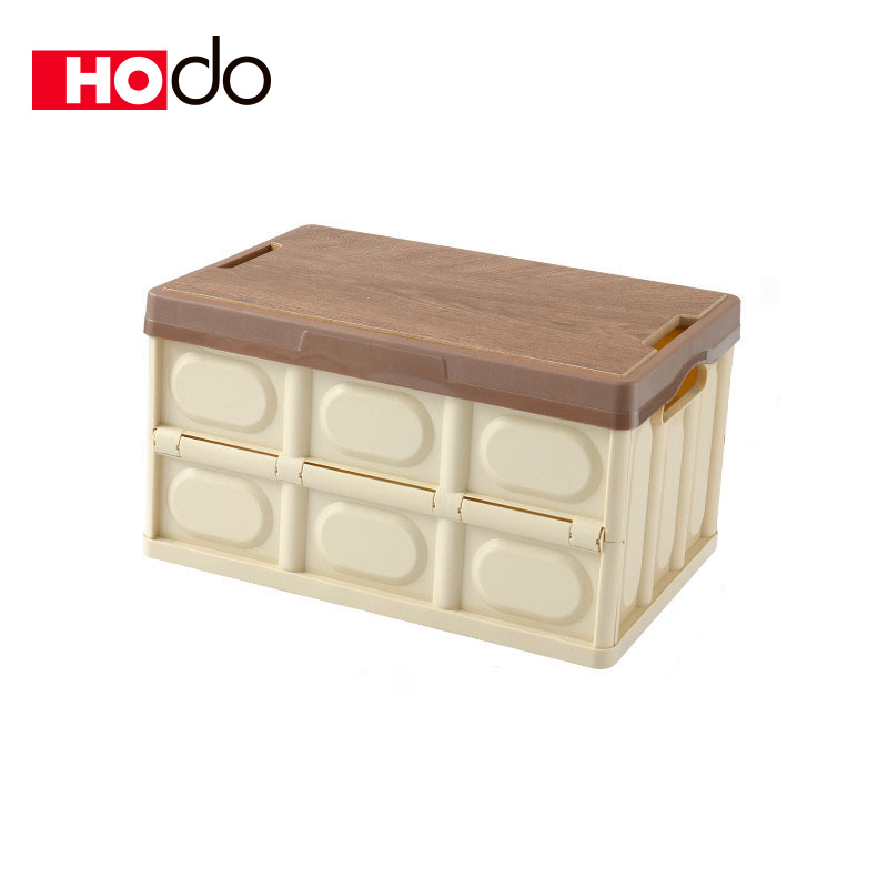 Hodo SG Ready Stock】Outdoor Stackable Foldable Camping Storage Box with  Wooden Lid Collapsible Portable Heavy Duty Picnic Crates Camping Table Car  Trunk Plastic Tote Storage Organizer Container Cabinet