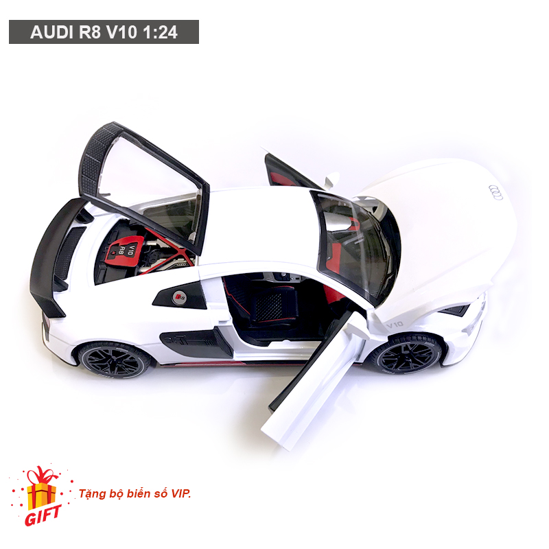 Mô hình xe ô tô Audi R8 V10 1:24 [TẶNG BIỂN VIP]