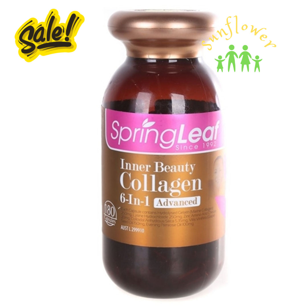 Collagen Spring Leaf Inner Beauty 6 in 1 của Úc 180 viên giảm nếp nhăn và não hóa