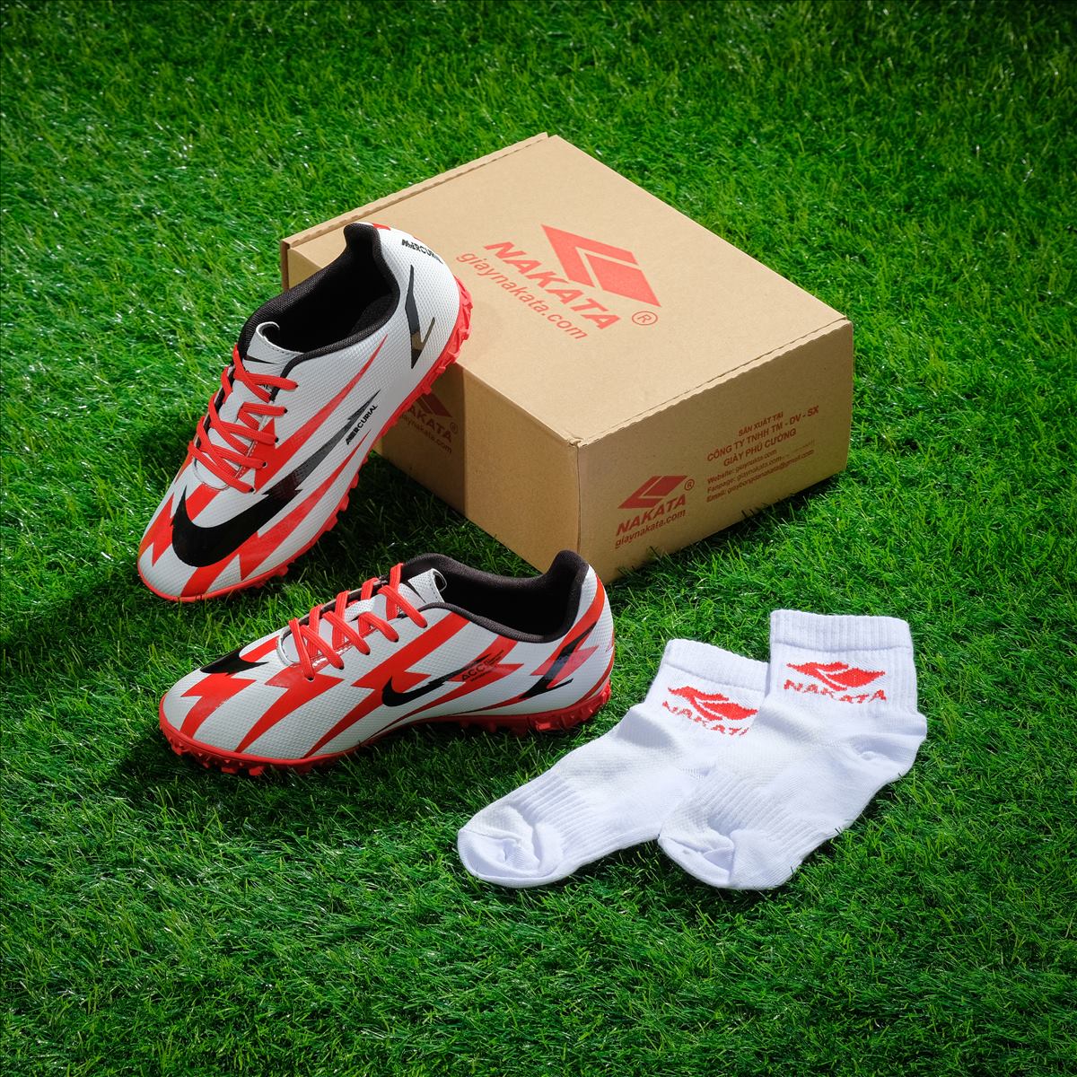 Giày Bóng Đá Trẻ Em Mercurial Super CR7 Trắng Đỏ [Có Video Thật].