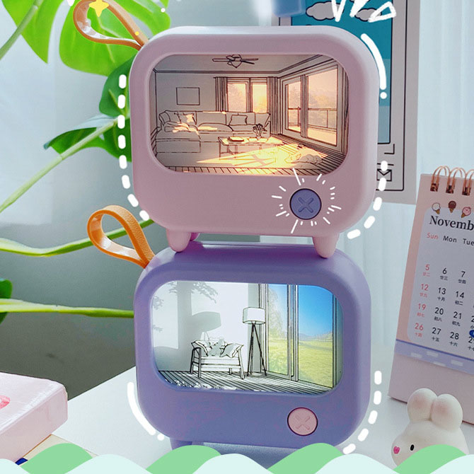 Night light creative TV shape bedroom bedside mini LED sleeping atmosphere light rechargeable light painting
