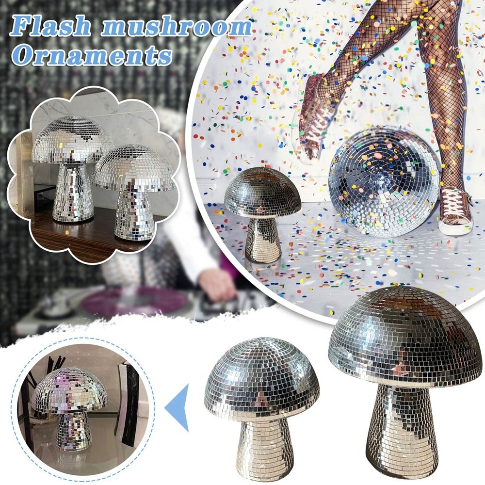 NO6 gấu trúc bền retro hình nấm phản quang đa kích thước trang trí bàn trong phòng quả bóng Gương đèn xoay quả cầu Disco tinh thể Nấm