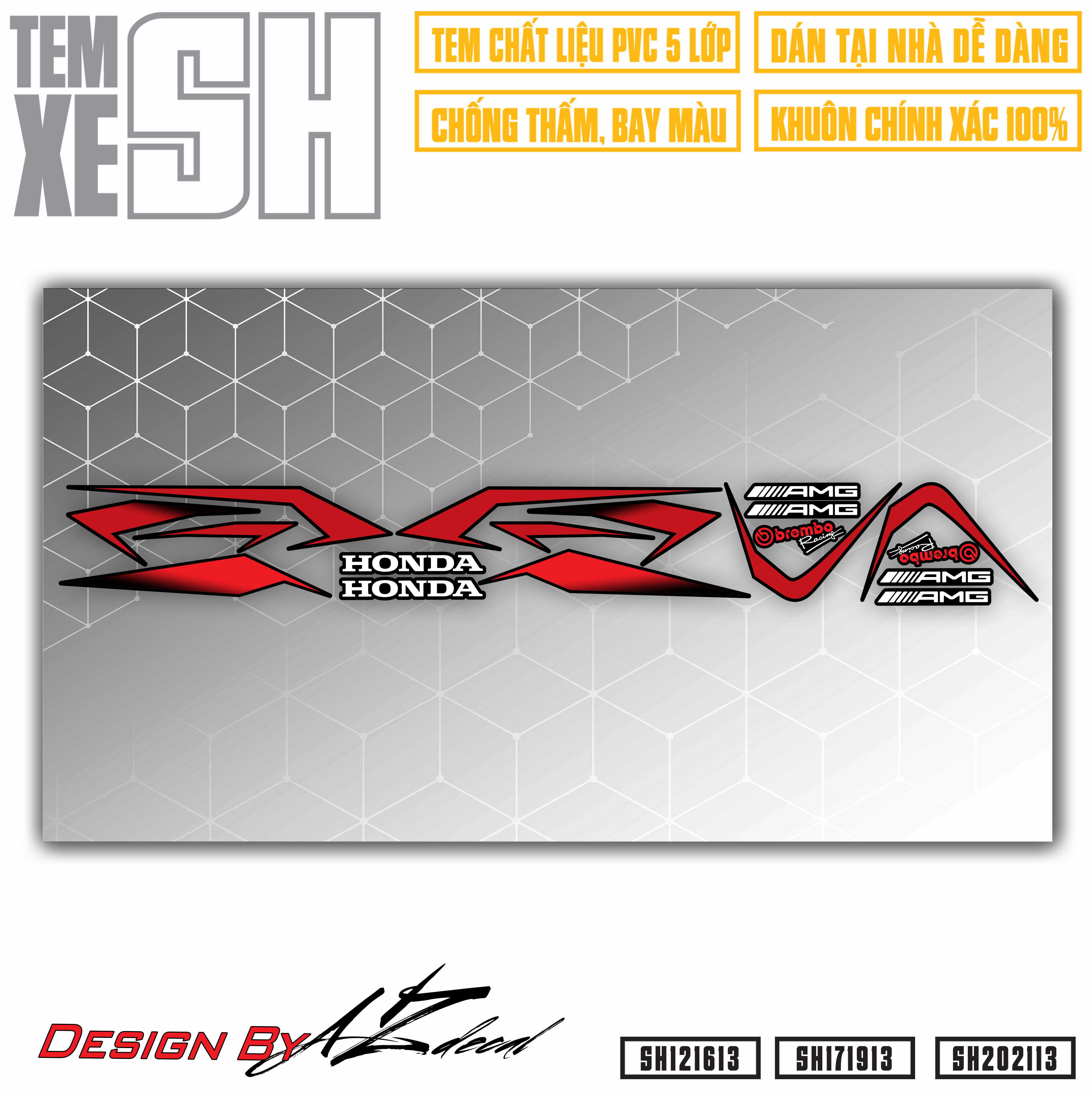 Tem Chế Dán Xe SH Mẫu Tem Chỉ AMG | SH13 | Decal Rời Xe Máy Chất Liệu PVC Cao Cấp Chống Nước, Chống Xước - Azdecal