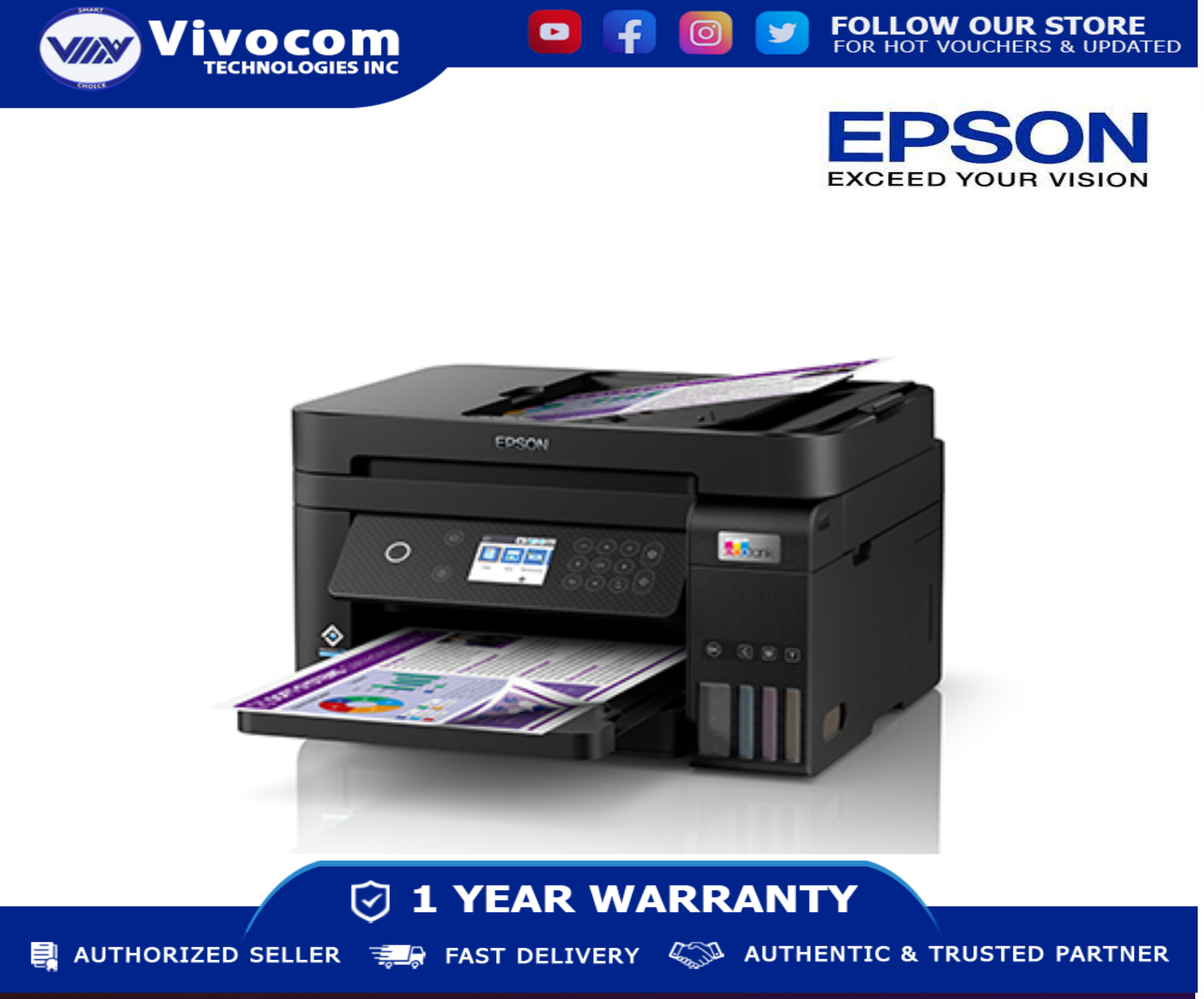 Epson Ecotank L6270 A4 Wi Fi Duplex All In One Ink Tank Printer With Adf Lazada Ph 3017