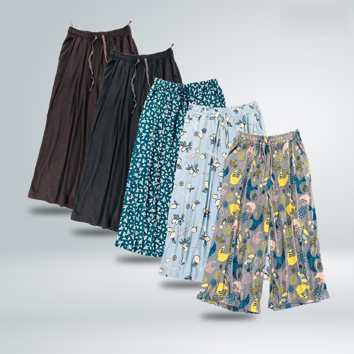 Elastic Waist Wide Leg Casual Printed Palazzo Capri Pants with Pockets Soft & Breathable For Women's From Levin