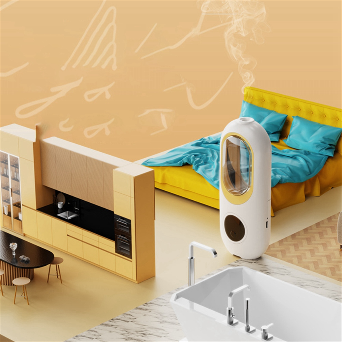 120Ml Essential Oil Diffuser Wall Mounted Aromatherapy Digital Display with Night Light Air Purifier