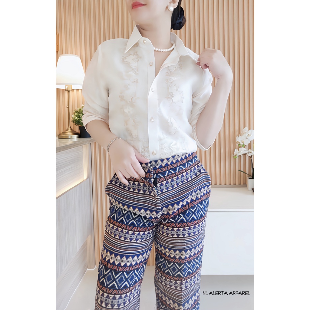 FILIPINIANA MODERN TOP BARONG AND PANTS FOR WOMEN (INDIVIDUAL