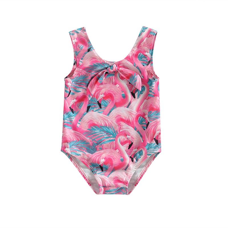 Infant Baby Girl Swimsuits Summer Flamingo Print Sleeveless Jumpsuit
