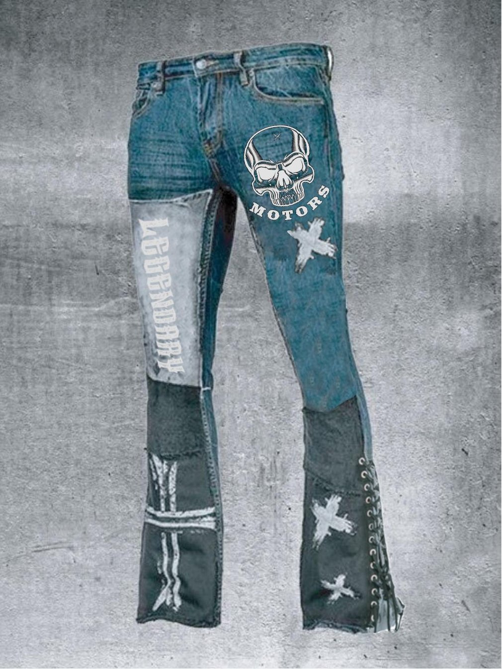 Hot Sale Punk Rock Print Jeans