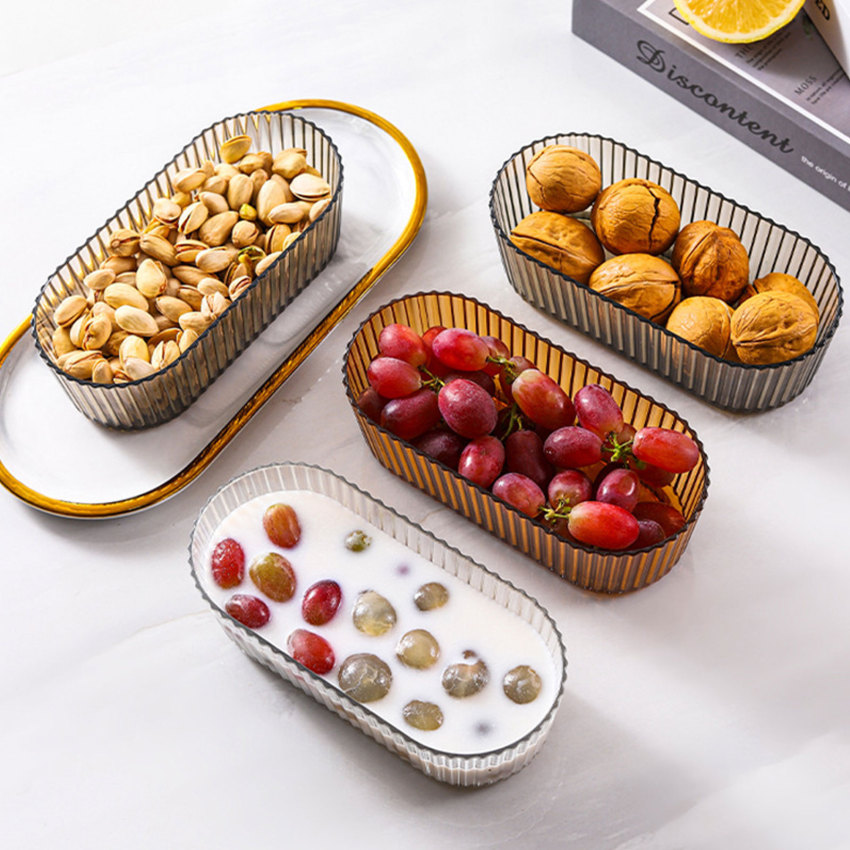 Đĩa trái cây Bàn cà phê phòng khách trái cây sấy khô tổ chức hộp kẹo ánh sáng sang trọng Nut Snacks Khay trưng bày