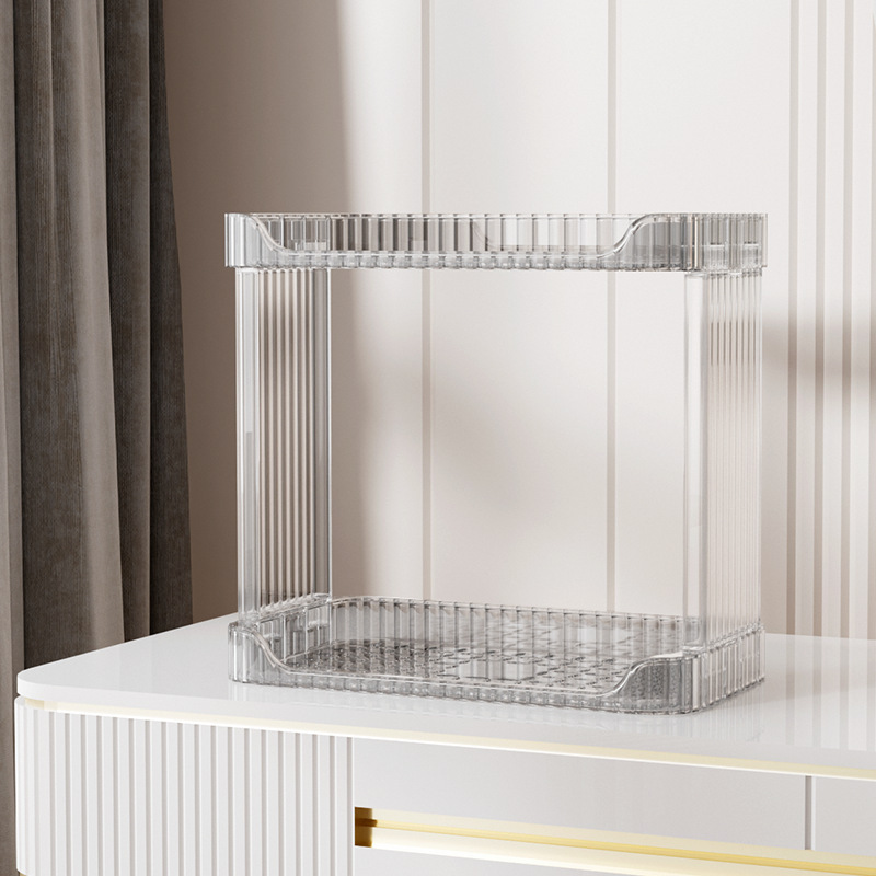 ZUOGUAN Cosmetic storage rack, home desktop organizer, storage box with two layers designed for easy installation