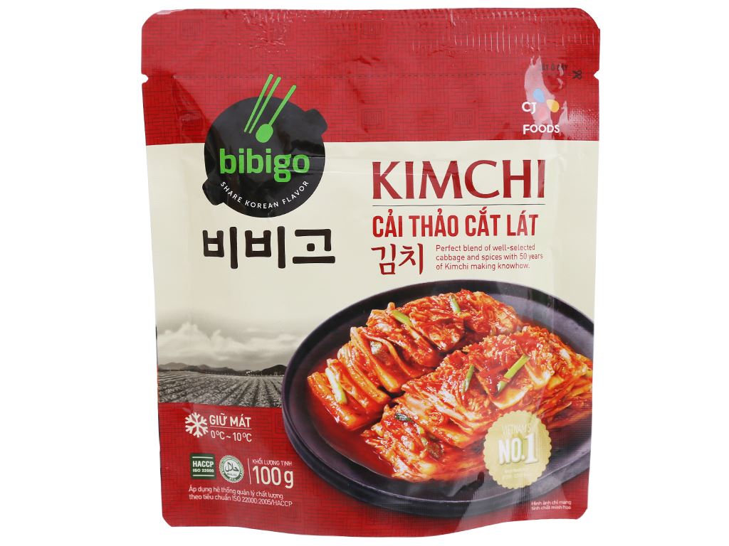 Kim chi cải thảo cắt lát Bibigo bịch 100g