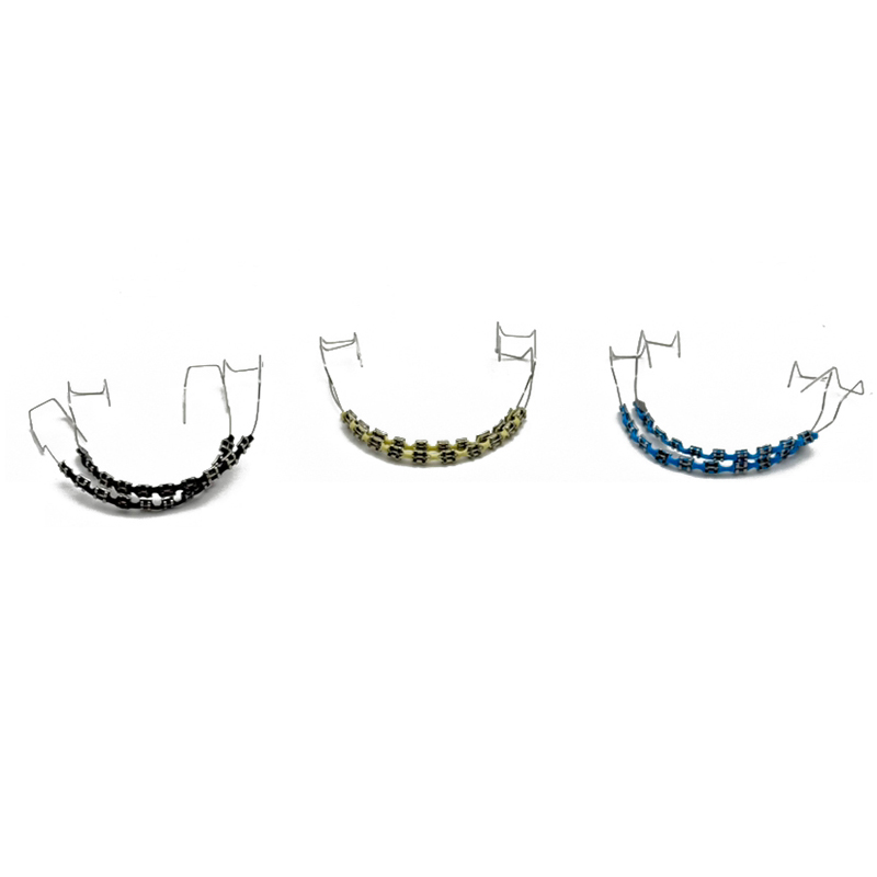 1 Pair Fake Braces Colorful Brackets For Teeth Temporary Metal Wires Metal Bracket Orthodontic Ligature Ties Dental Netiie. 