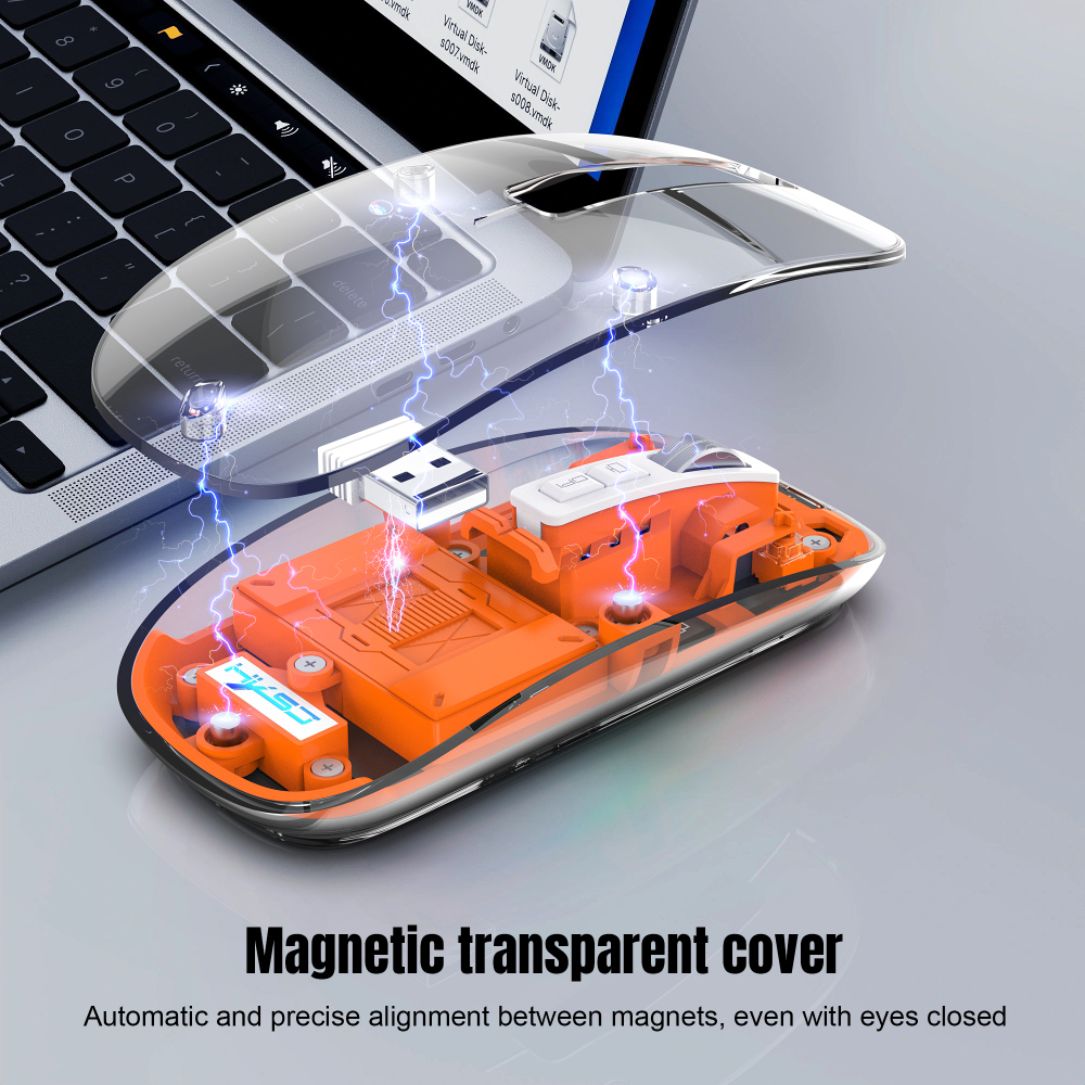 Transparent Gaming Mouse 2.4G Bluetooth-compatible Wireless Mouse with RGB Light Rechargeable Mouse for PC Gamer Notebook Laptop Accessories