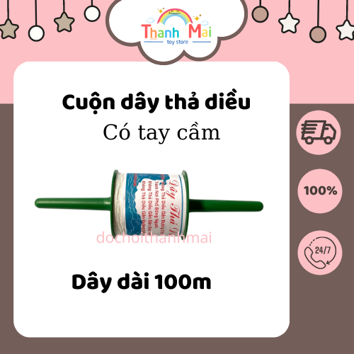 [Hàng Việt Nam]  CUỘN DÂY THẢ DIỀU CÓ TAY CẦM - DÂY DÀI 100M