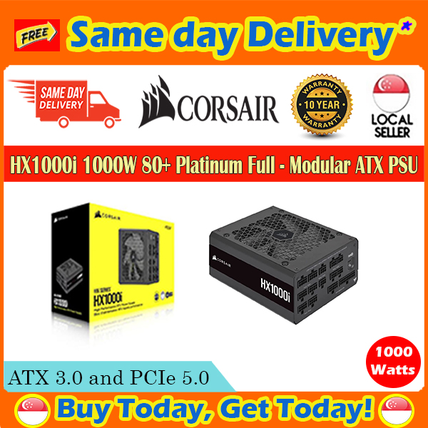 Free Same Day Delivery*] Corsair HX1000i Fully Modular Ultra-Low Noise ATX  PSU ATX 3.0 and PCIe 5.0 Compliant - 80+ Platinum CP-9020259-UK (*Order  Before 2pm on working day, will deliver the same