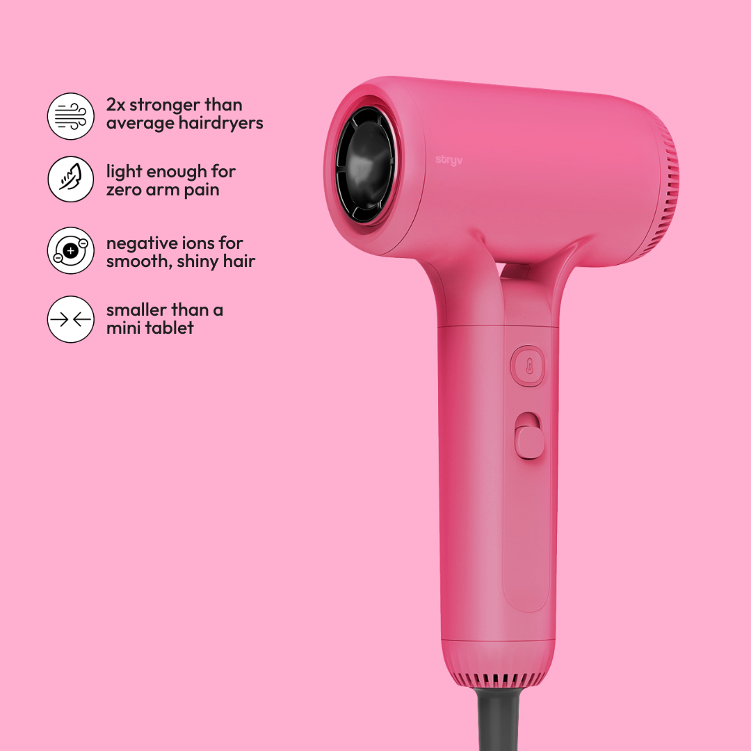 Stryv Colour+ 2.0 | Mini Hair Dryer | 4 Temps & 2 Speeds | 300g