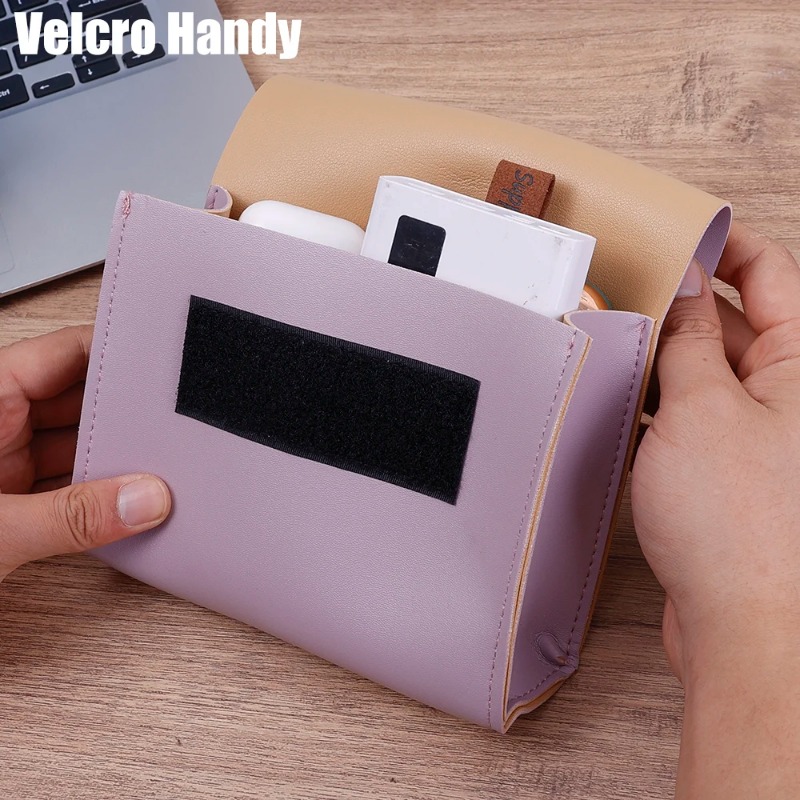 Portable Digital Storage Bag Data Cable Organizer PU Leather Desktop Charger U Disk Mobile Power Bank Storage Bag Digital Accessories