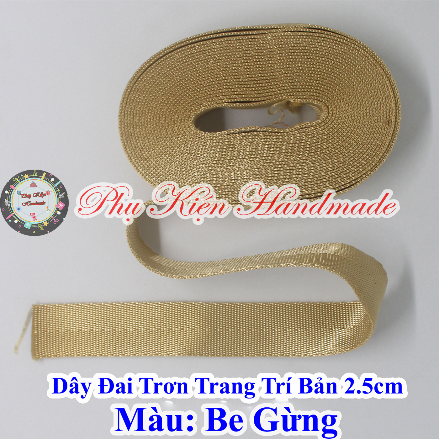 Dây đai trơn trang trí túi xách bản 2.5cm (15k/mét)