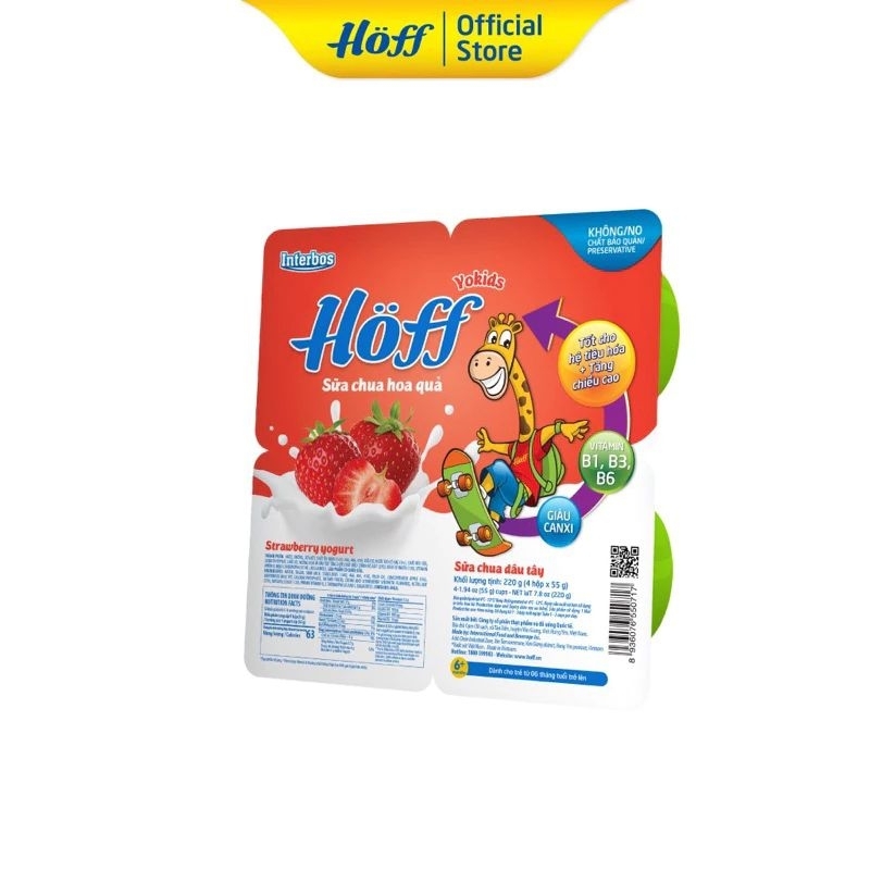 Sữa Chua Hoff Cho Bé Từ 6 Tháng Trở Lên 220Gr(4 Hộp X 55G)