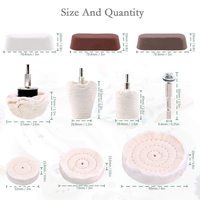 10 Pcs Buffing Pad Polishing Wheel Kits with 3Pcs Rouge Compound with 1 ...