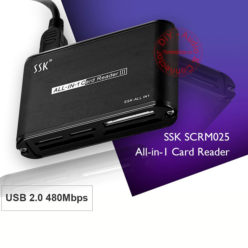 Đầu đọc thẻ đa năng all in one TF SD CF M2 XD MMC - USB 2.0 480Mbps SSK SCRM-025