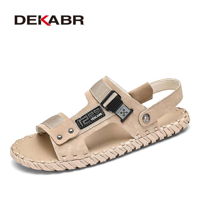 DEKABR Men's Casual Summer Breathable Beach Sandals Fashion Lace-up Buckle Pu School Student Boy Shoes. 