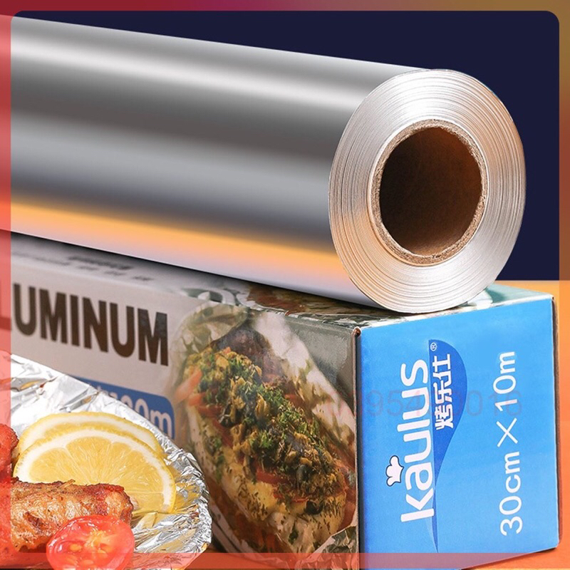Cuộn giấy bạc nướng, giấy nhôm 10 mét KAULUS - giấy bạc bọc thực phẩm dùng cho lò nướng nồi chiên không dầu