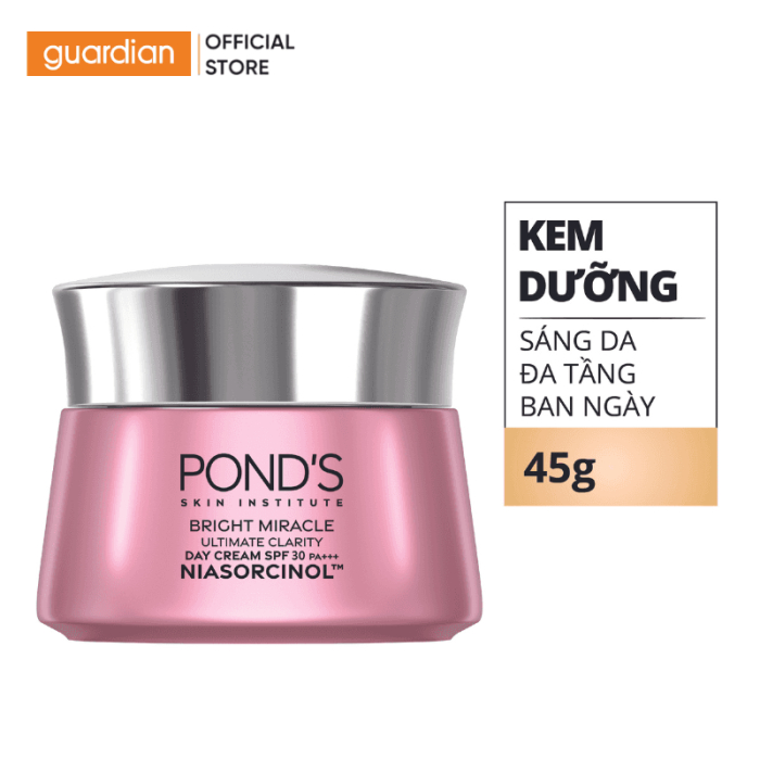 Kem dưỡng sáng da đa tầng ban ngày pond's bright miracle mờ thâm sạm với 50x niasorcinol 45g