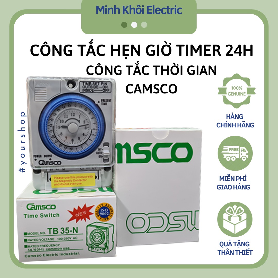công tắc hẹn giờ cơ rơle timer 24h camsco TB35N,công tắc thời gian,bộ hẹn giờ,đồng hồ hẹn giờ cơ,thiết bị hẹn giờ tủ điện, hẹn giờ máy bơm,hẹn giờ bảng hiệu,hẹn giờ bật tắt,hẹn giờ bể cá,hẹn giờ yến,timer 24h