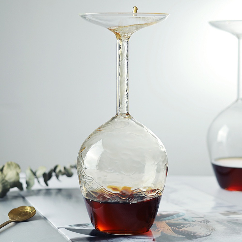 Glass Container Invert Barrel Glassware 400ML Upside Down Goblet Long Stem Clear Inverted Cup ...