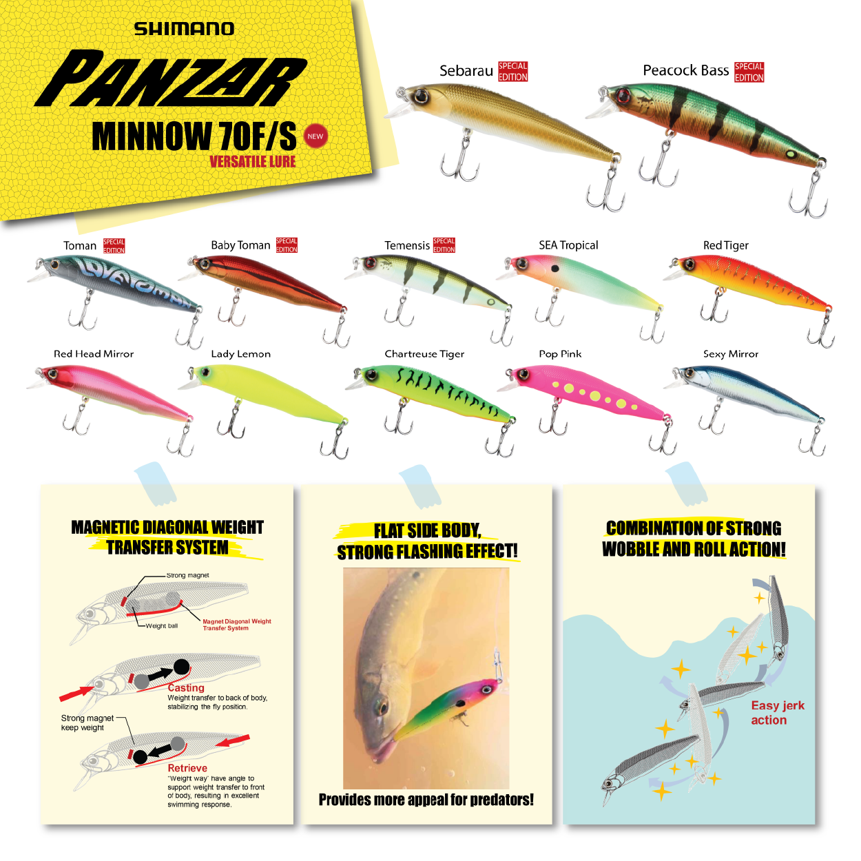 Mồi lure Shimano Panzar Ex Minnow 70s