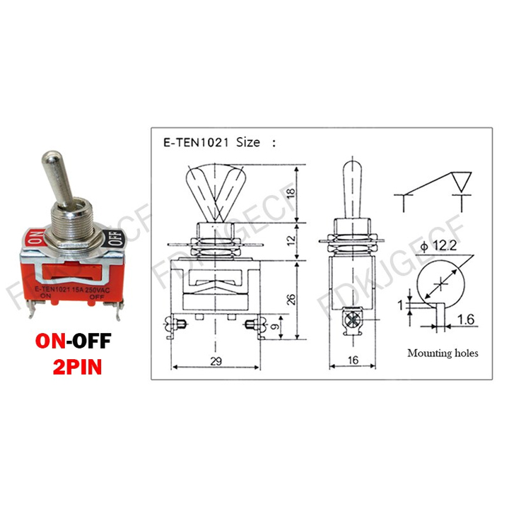Công Tắc Gạt Đôi E-TEN 1221 15A/250V 2 Chế Độ ON-OFF 4P