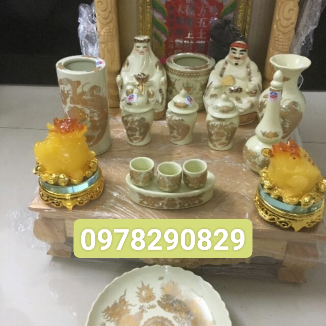 Bộ đồ thờ thần tài ông địa (ban thờ kích thước 41 cm)