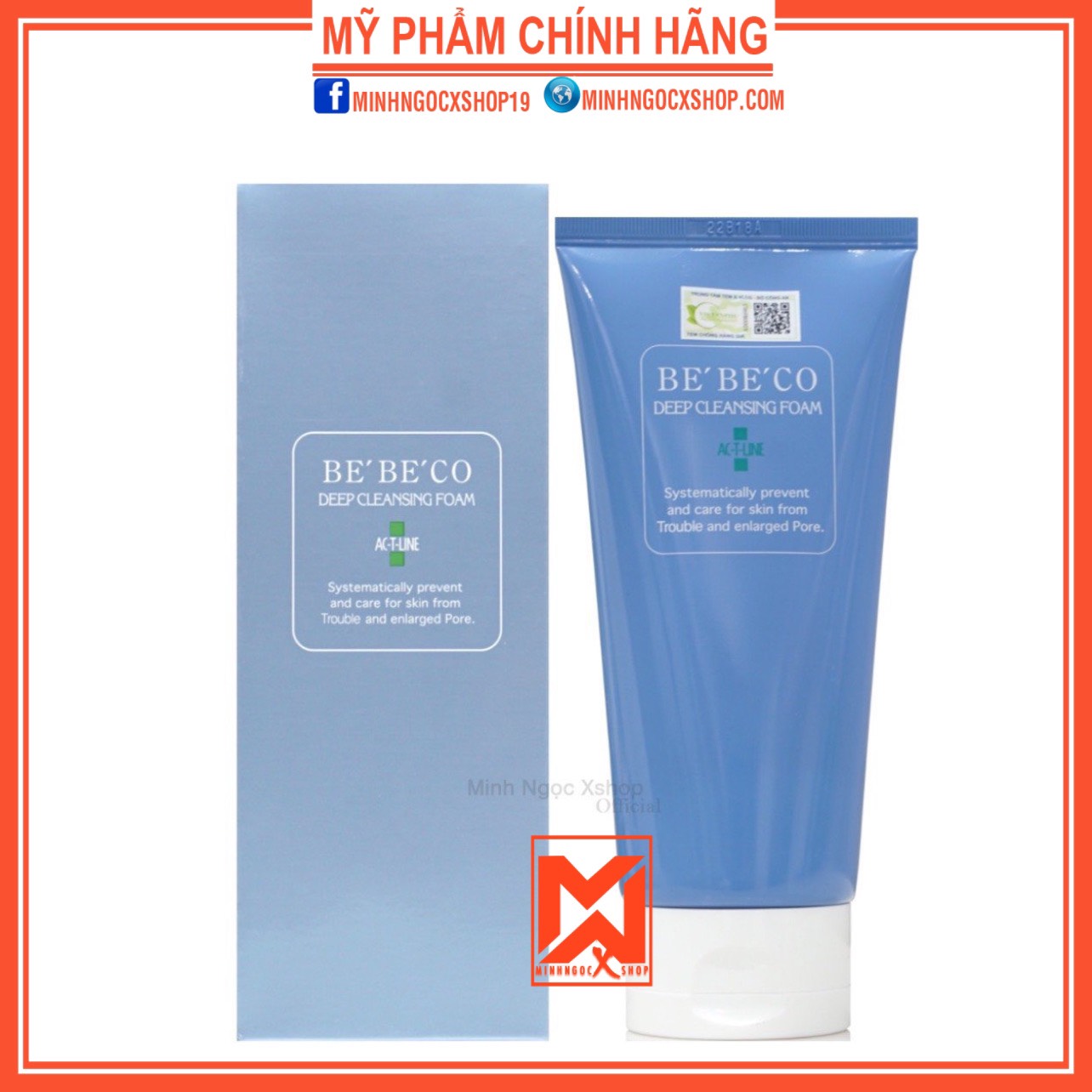 Sữa rửa mặt Bebeco, sữa rửa mặt cho da dầu mụn Bebeco Ac-T-Line Deep Cleasing Foam 170ml