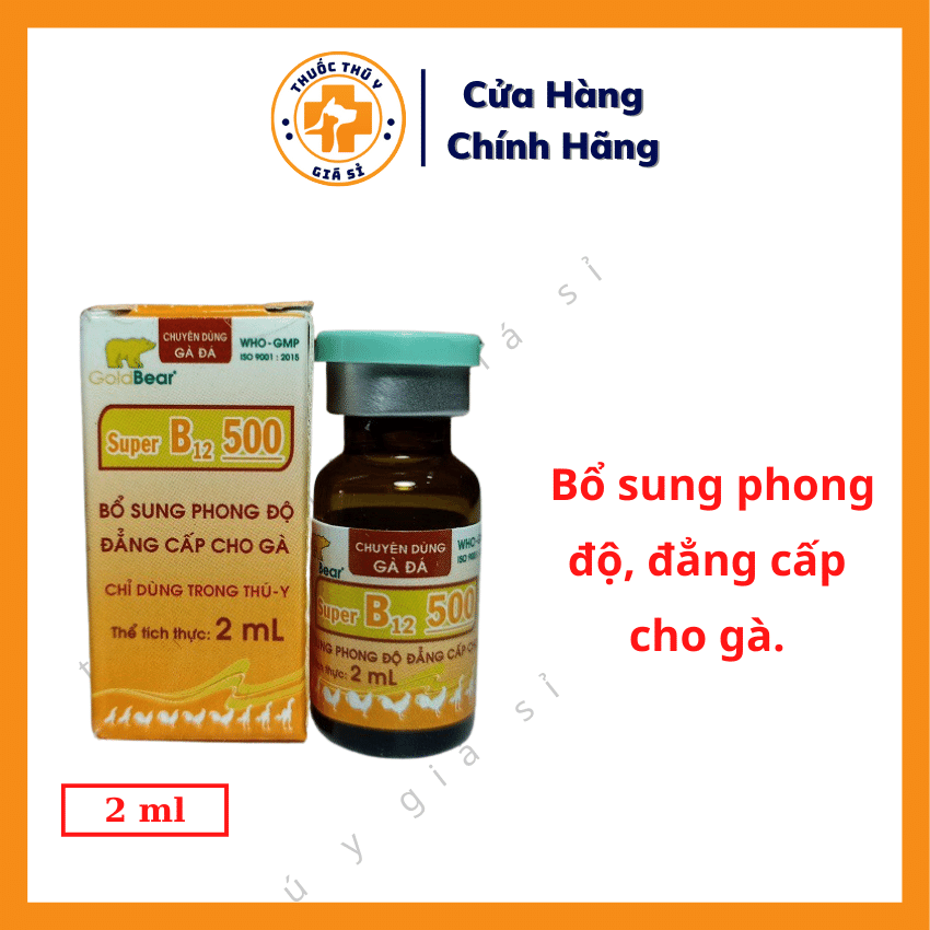 "Hoàn tiền đến 10%" GV Super B12 500 2ml - Bổ Sung Phong Độ, Đẳng Cấp Cho Gà, Kích Thích Thèm Ăn, Ăn Ngon Miệng - Thú Y Giá Sỉ