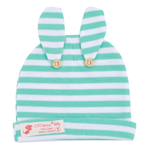 Nón Sơ Sinh Tai Thỏ Mintuu Cho Bé 100% Cotton Co Dãn