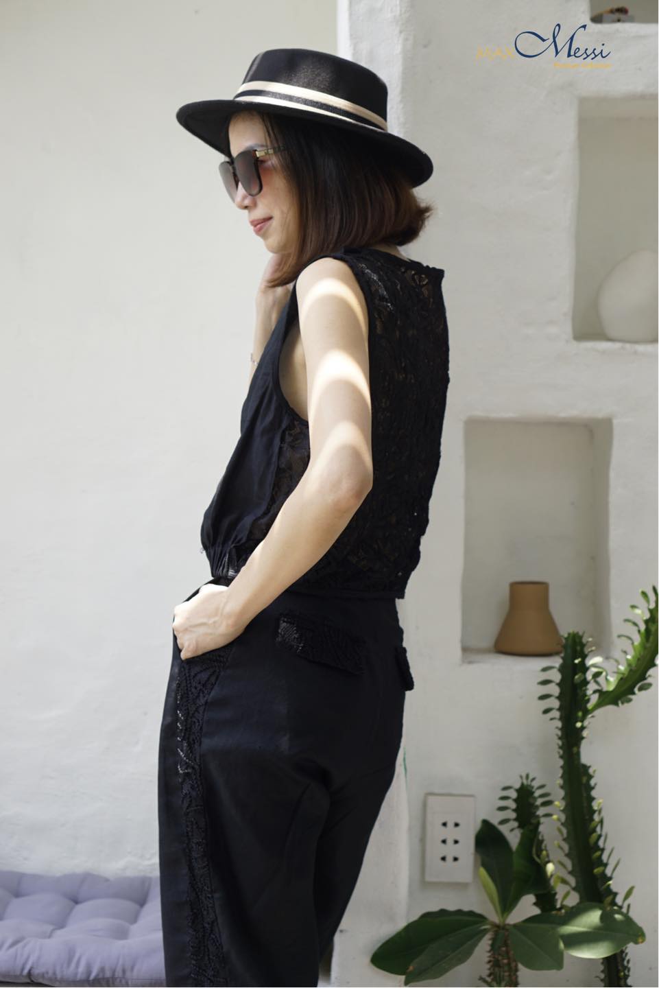 Quần linen phối ren PHOEBE - MaxMessi